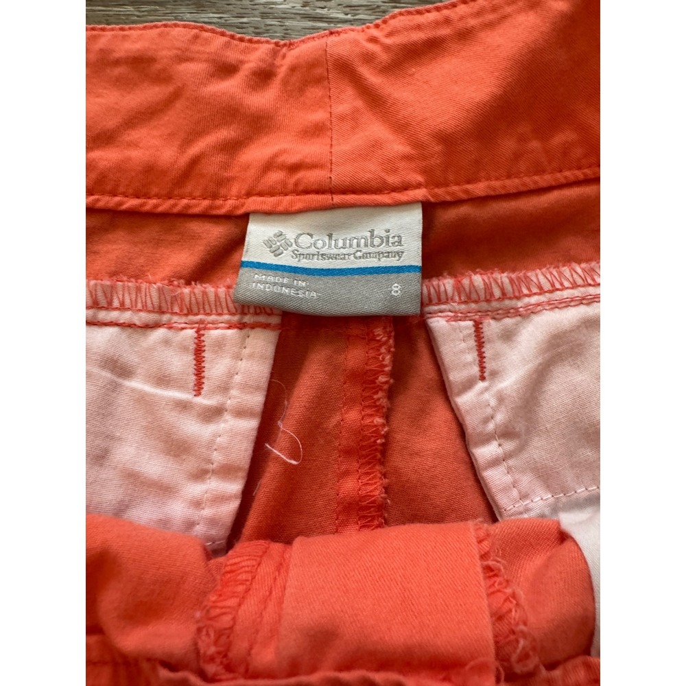 Columbia Womens Coral Orange Cotton Hiking Casual Shorts Size 8 XL4707 - Picture 2 of 9